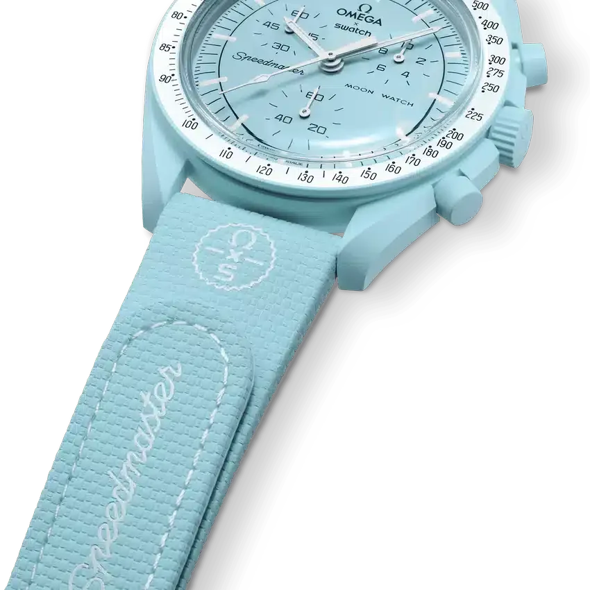 Moonswatch Light Blue/White Rubber