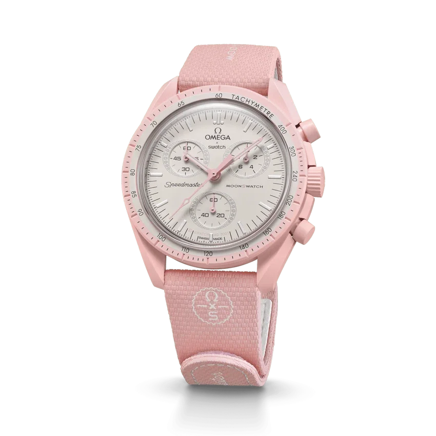 Moonswatch Light Pink/White Rubber